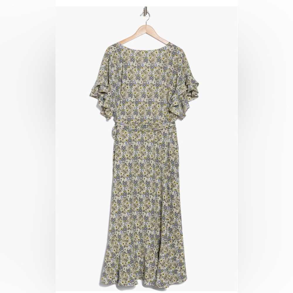 Max Studio London Floral Midi Dress with Wrap Around Front & Tie Women’s 1X - Picture 4 of 15